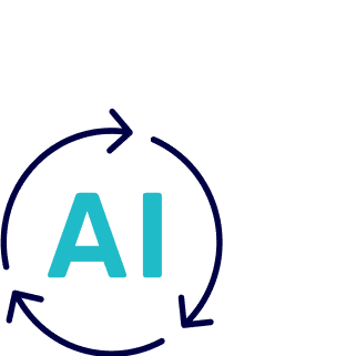 Icon showing a circle around AI